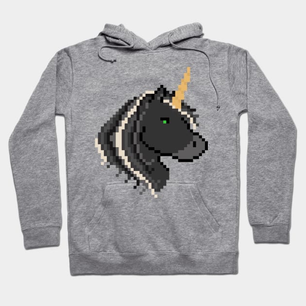 Pixel Black Unicorn Hoodie by gkillerb